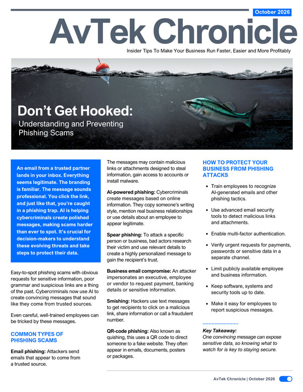 Cover of the October 2026 AvTek Chronicle newsletter
